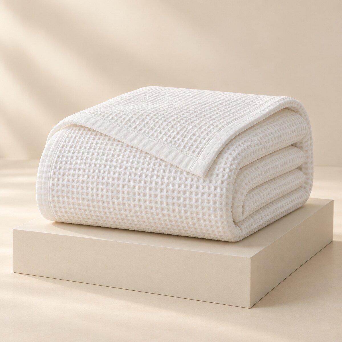 Folded hotel blanket
